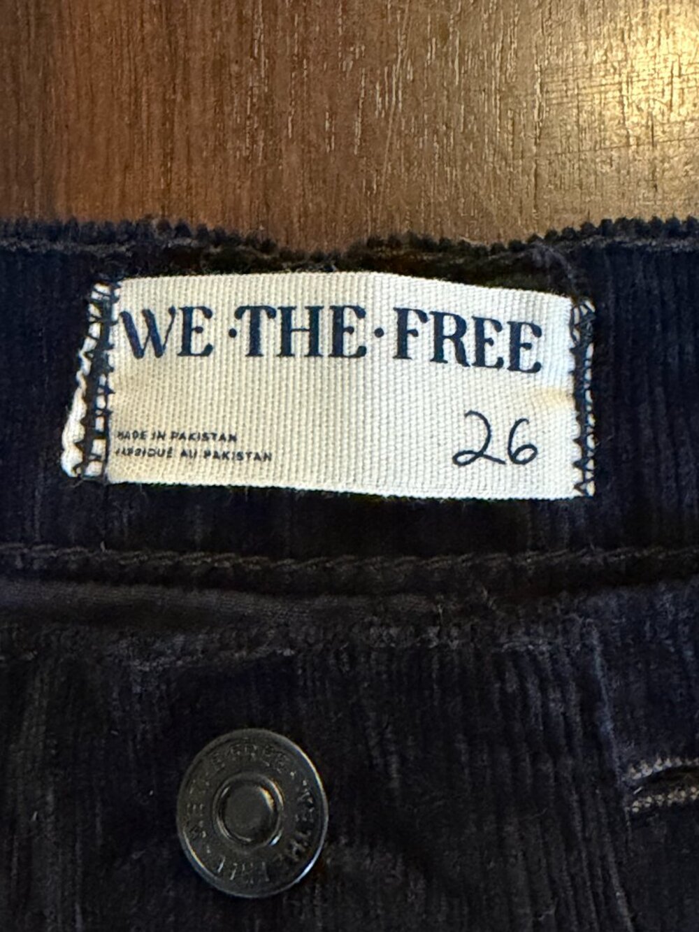 We The Free Black Corduroy Risk Taker High Rise Straight Pants Size 26 - Picture 8 of 10